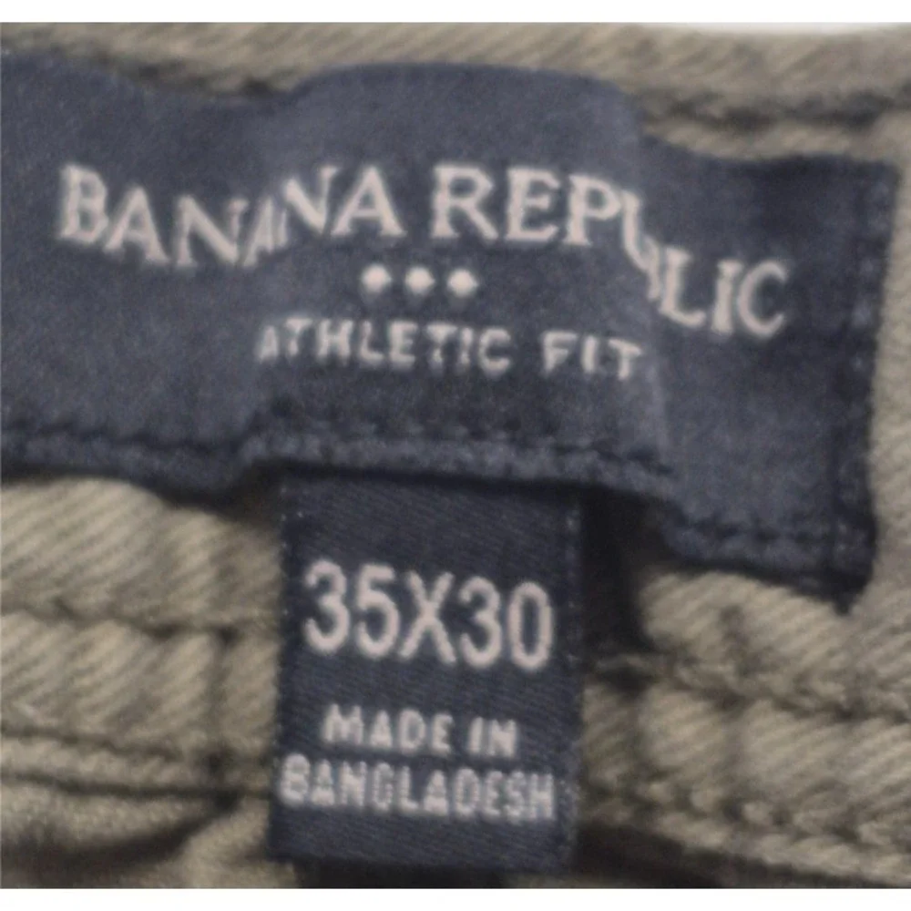 Banana Republic men's green chino‎ pants 35x30 Athletic Fit flat front straight